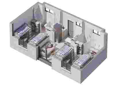 Shared room with shared bathroom