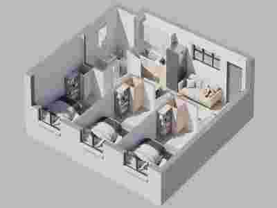 Single room with shared bathroom